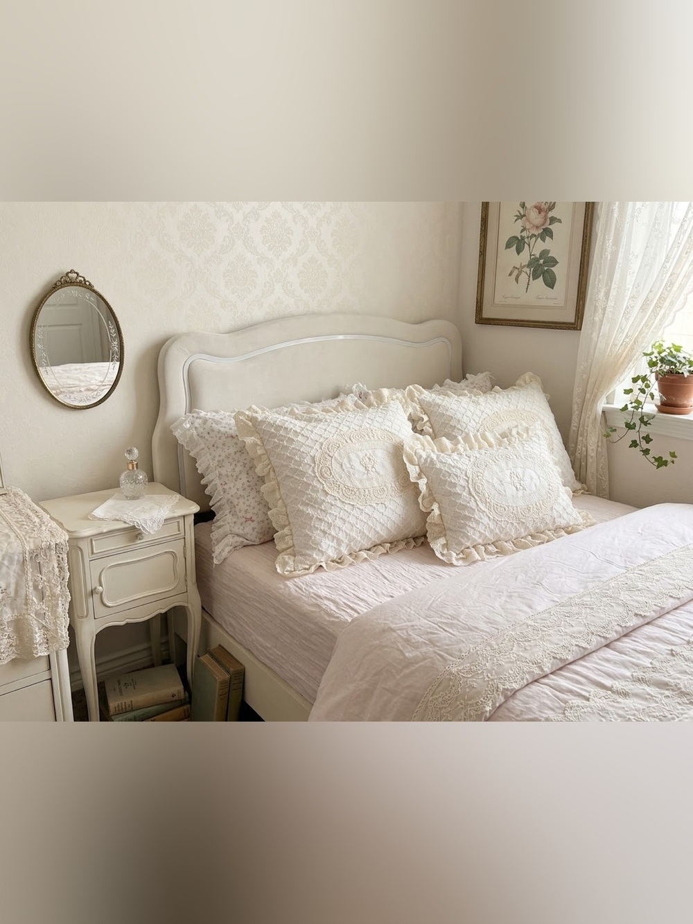 New handmade Luxury Cream Quilted Decorative Pillow Sham Cover only